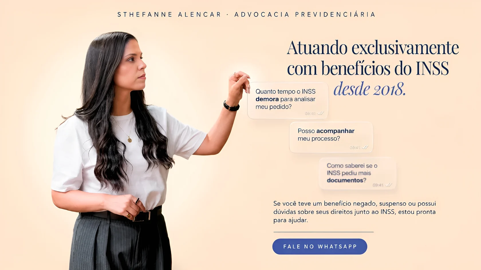 Sthefanne Alencar — Atuando exclusivamente com benefícios do INSS desde 2018
