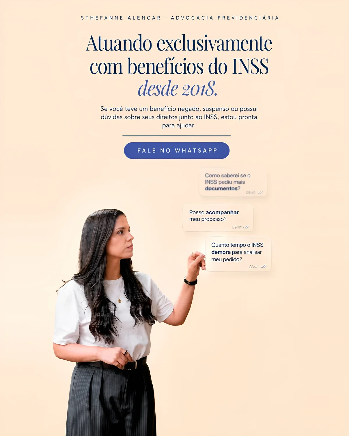 Sthefanne Alencar — Atuando exclusivamente com benefícios do INSS desde 2018